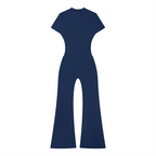 Tight Flared Leg Quarter-Zip Jumpsuit