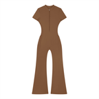 Tight Flared Leg Quarter-Zip Jumpsuit
