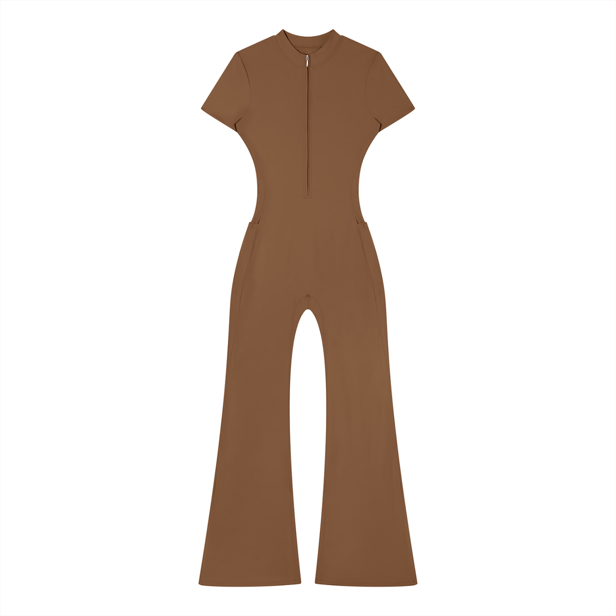 Tight Flared Leg Quarter-Zip Jumpsuit