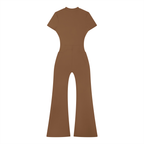 Tight Flared Leg Quarter-Zip Jumpsuit