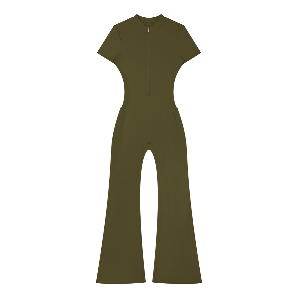 Tight Flared Leg Quarter-Zip Jumpsuit