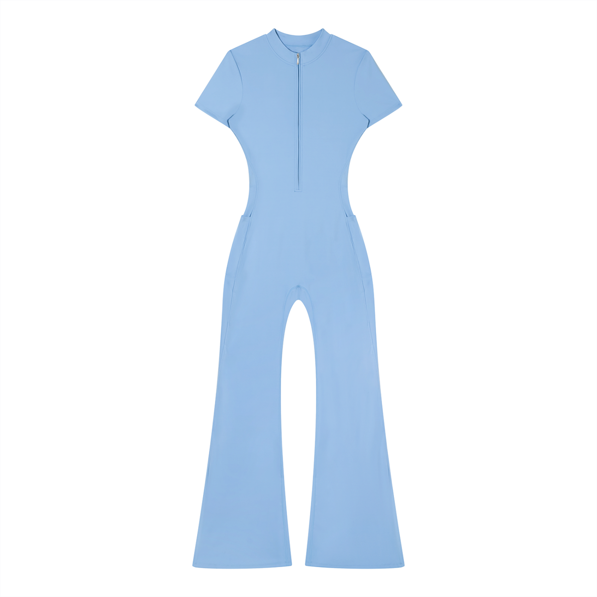 Tight Flared Leg Quarter-Zip Jumpsuit