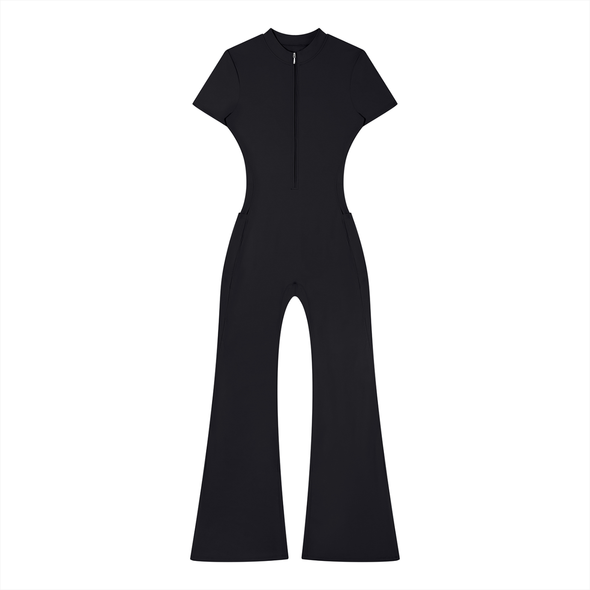 Tight Flared Leg Quarter-Zip Jumpsuit