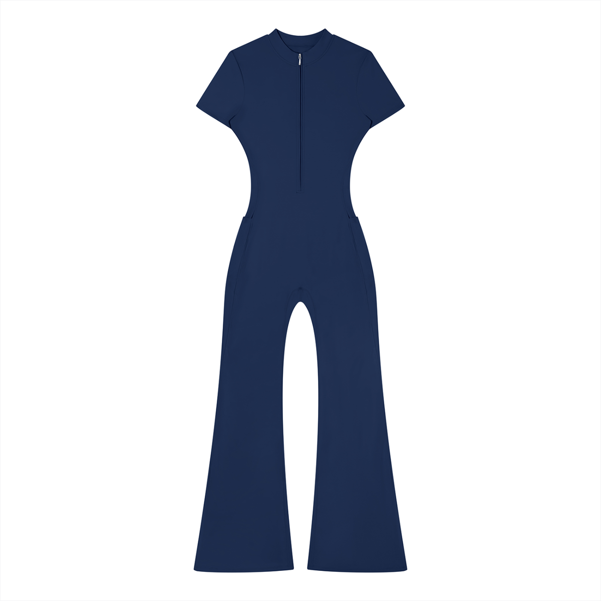 Tight Flared Leg Quarter-Zip Jumpsuit
