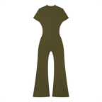 Tight Flared Leg Quarter-Zip Jumpsuit