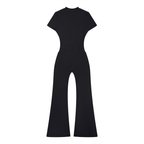 Tight Flared Leg Quarter-Zip Jumpsuit