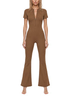 Tight Flared Leg Quarter-Zip Jumpsuit