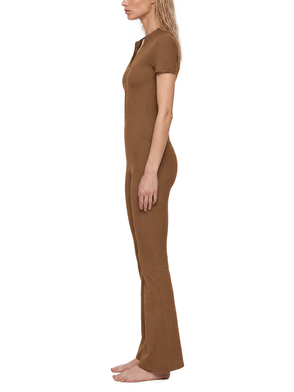 Tight Flared Leg Quarter-Zip Jumpsuit