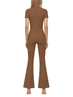 Tight Flared Leg Quarter-Zip Jumpsuit