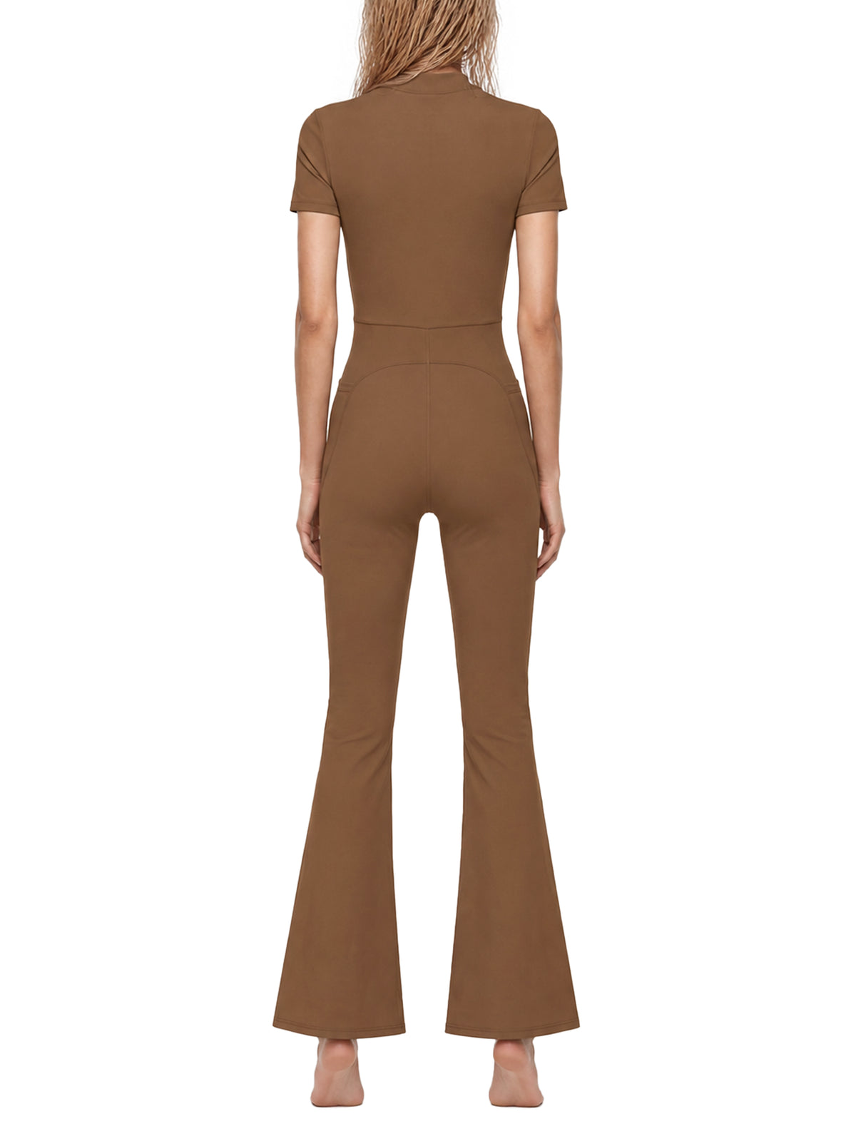 Tight Flared Leg Quarter-Zip Jumpsuit