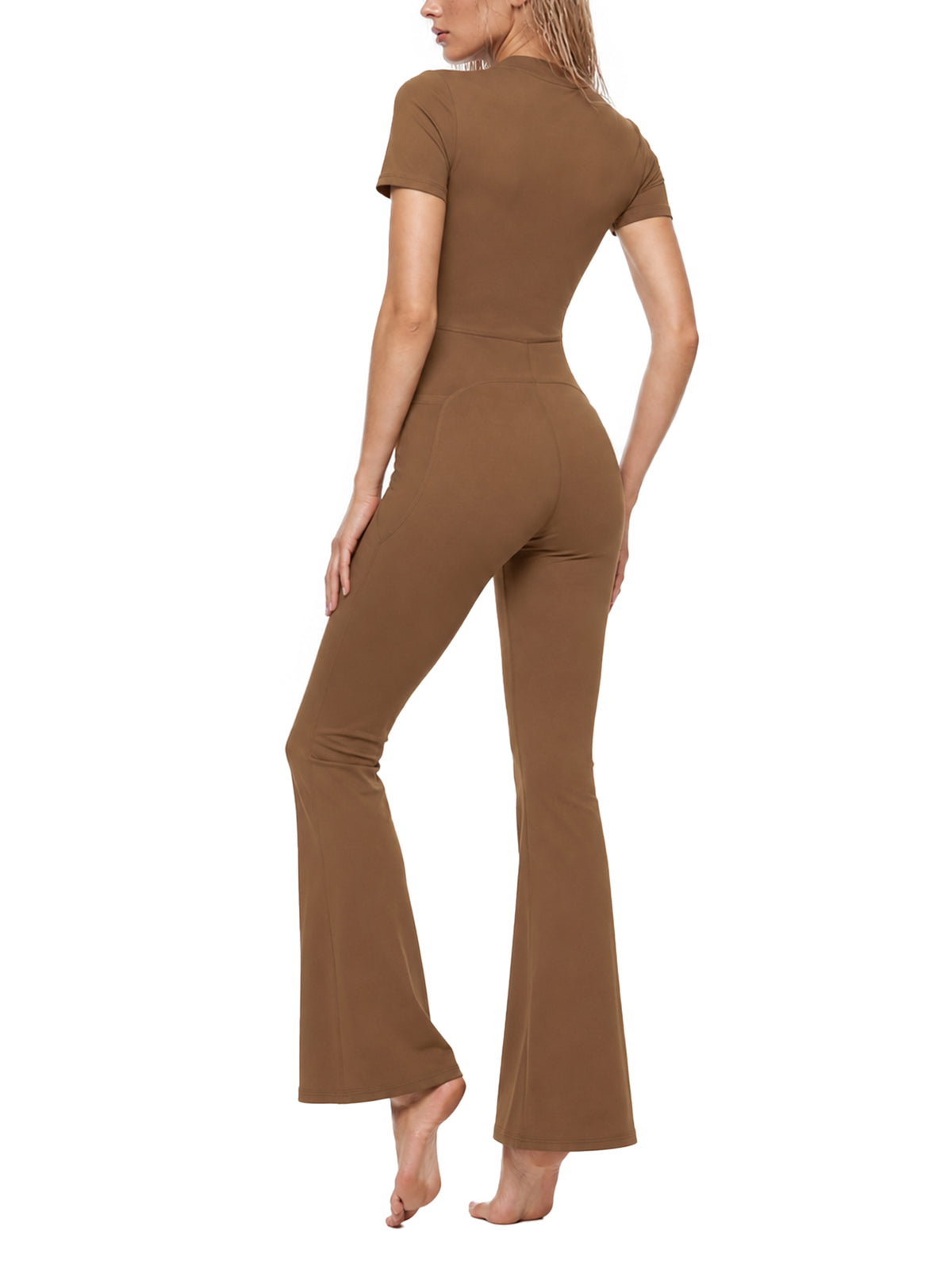 Tight Flared Leg Quarter-Zip Jumpsuit