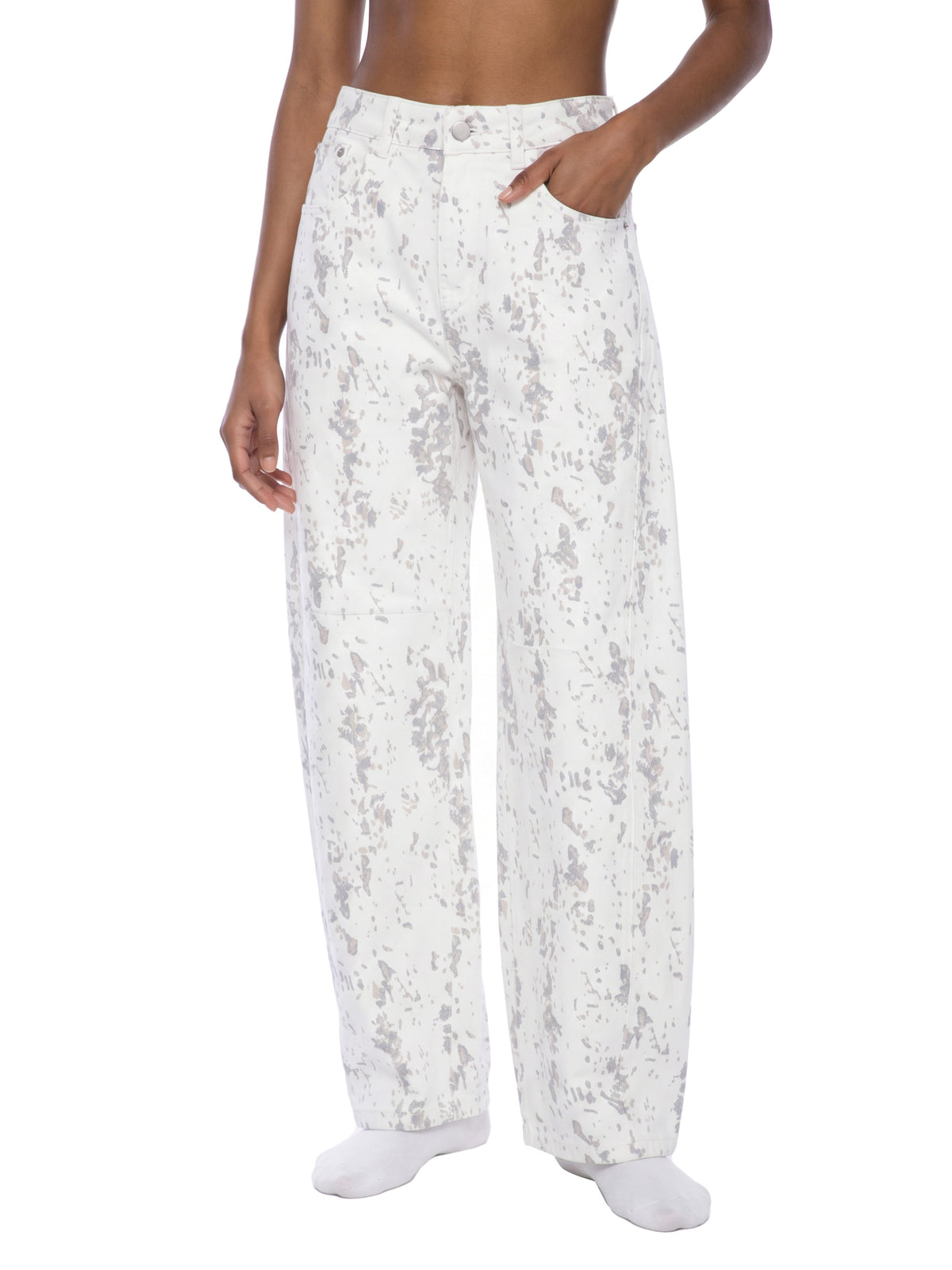 Splatter Barrel Leg Jeans