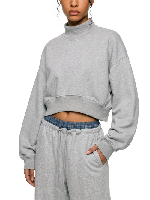Crop Mock Neck Sweatshirt