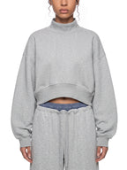 Crop Mock Neck Sweatshirt