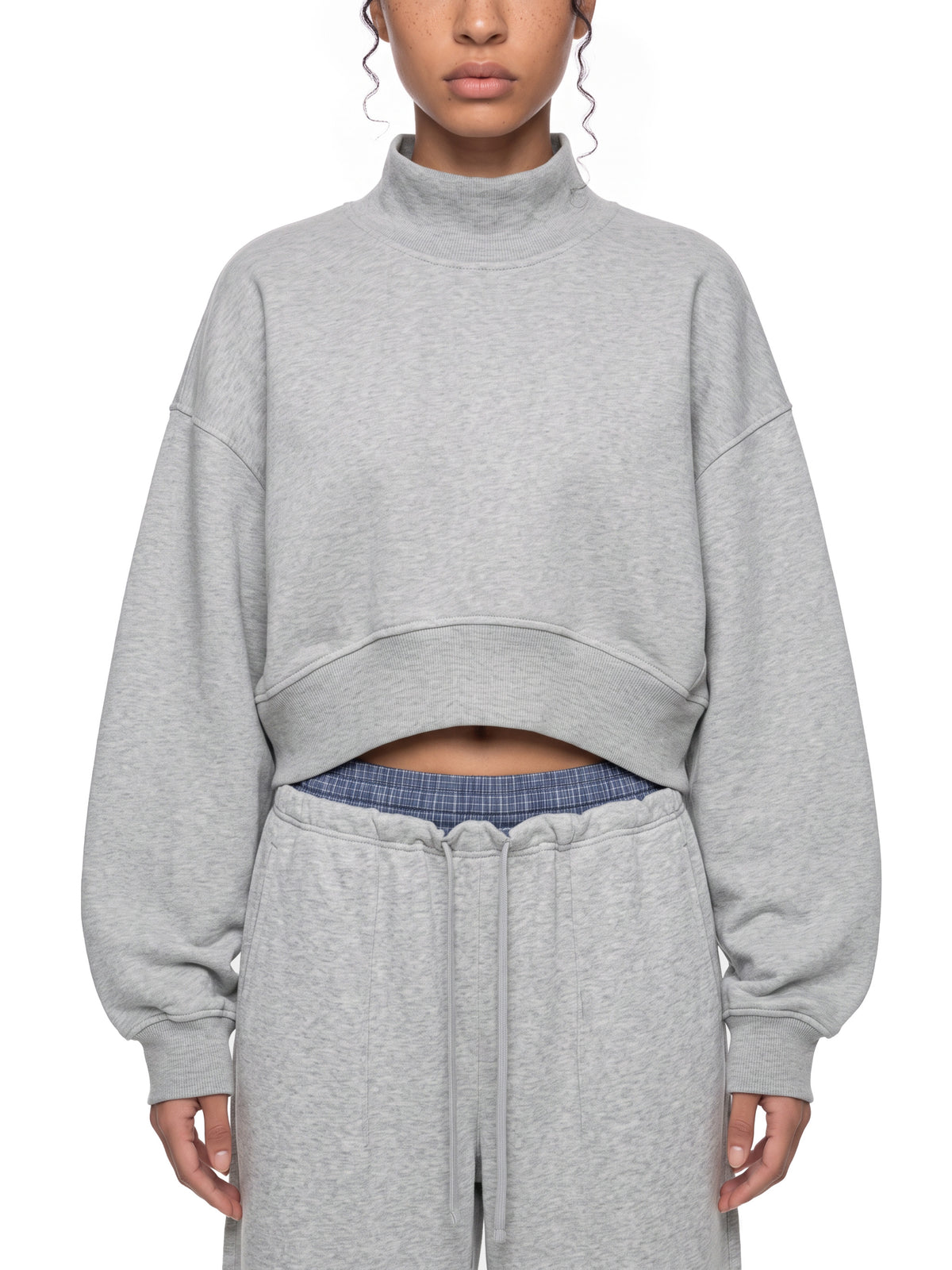 Crop Mock Neck Sweatshirt