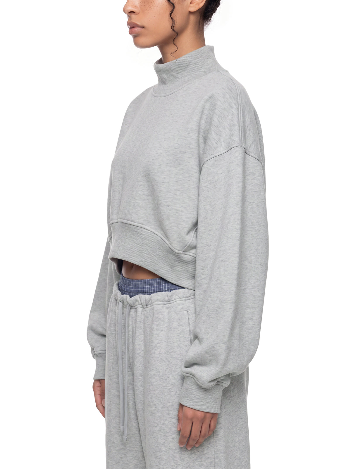 Crop Mock Neck Sweatshirt
